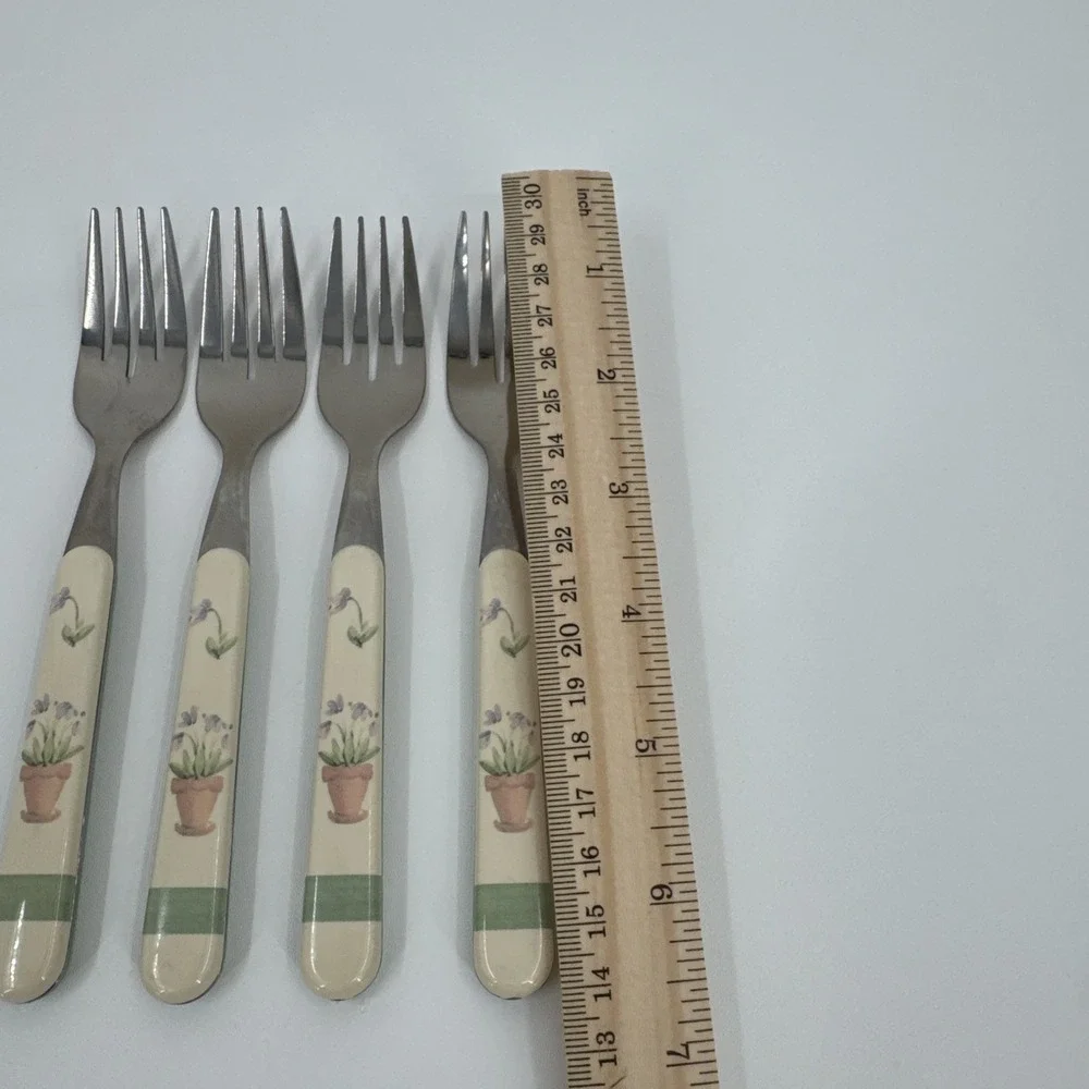 4‎ Pfaltzgraff Flower Garden Salad Forks Plastic/Stainless